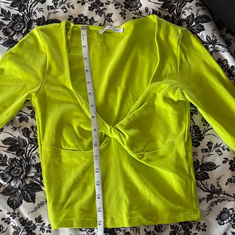 Zara (never worn) Lime Green Twist Front Top